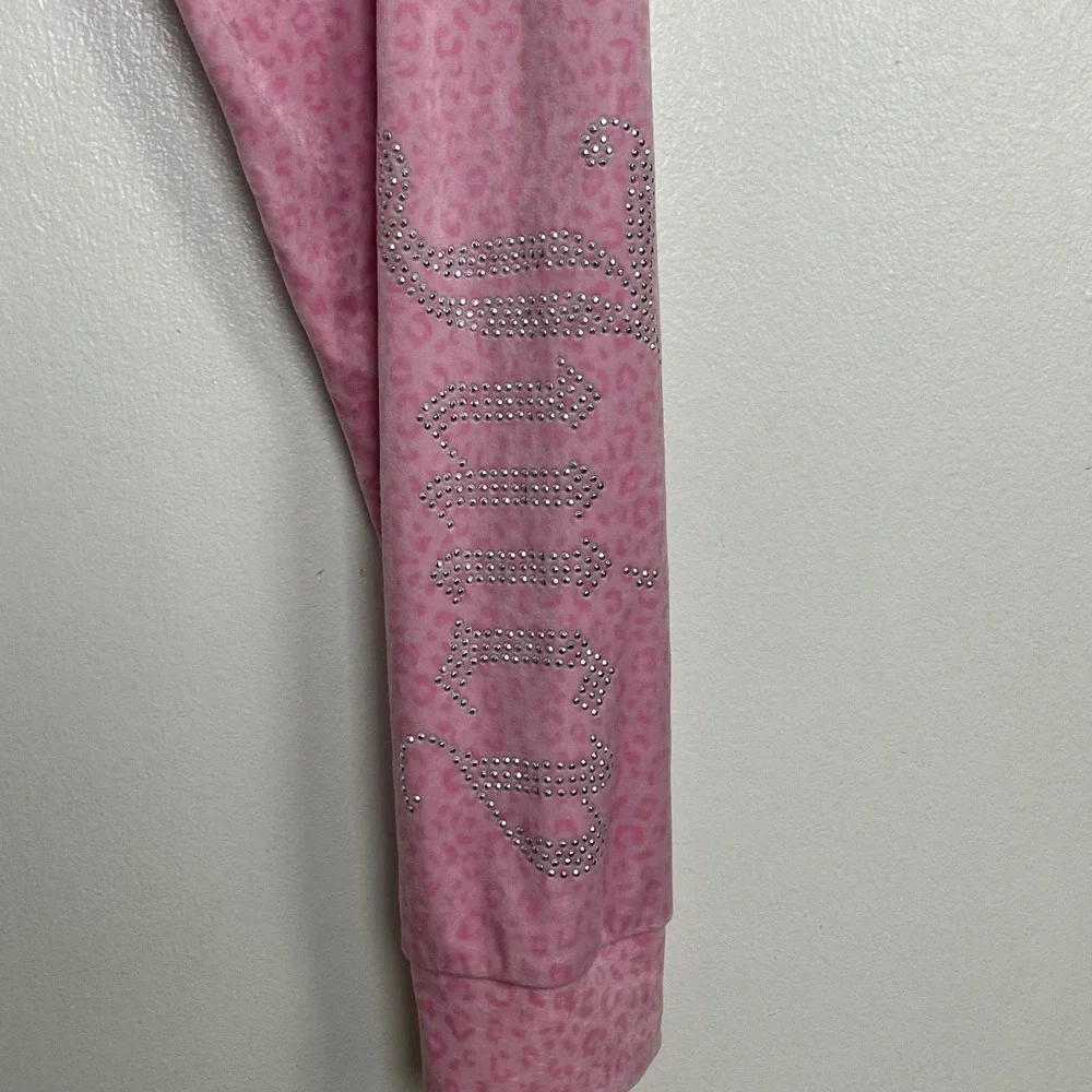 Y2K Juicy Couture Pink Leopard Print Velour Rhinestone Jogger Sweat‎ Set L